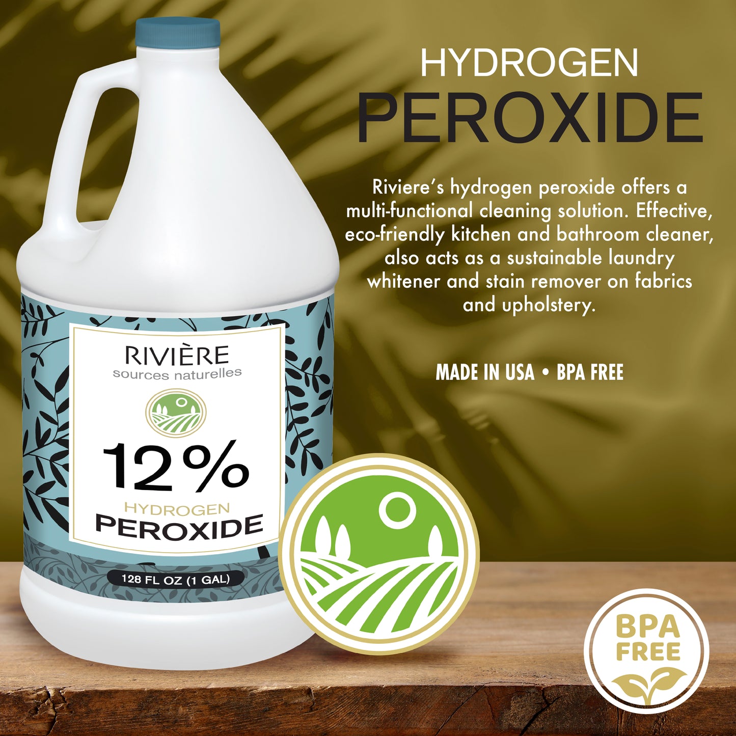 Rivière 12% Hydrogen Peroxide, 1 Gallon